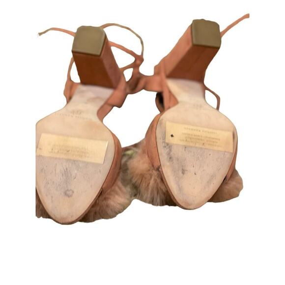 Heels Loeffler Randall sandles ankle-strap hi heel 4” pink suede - Picture 4 of 5